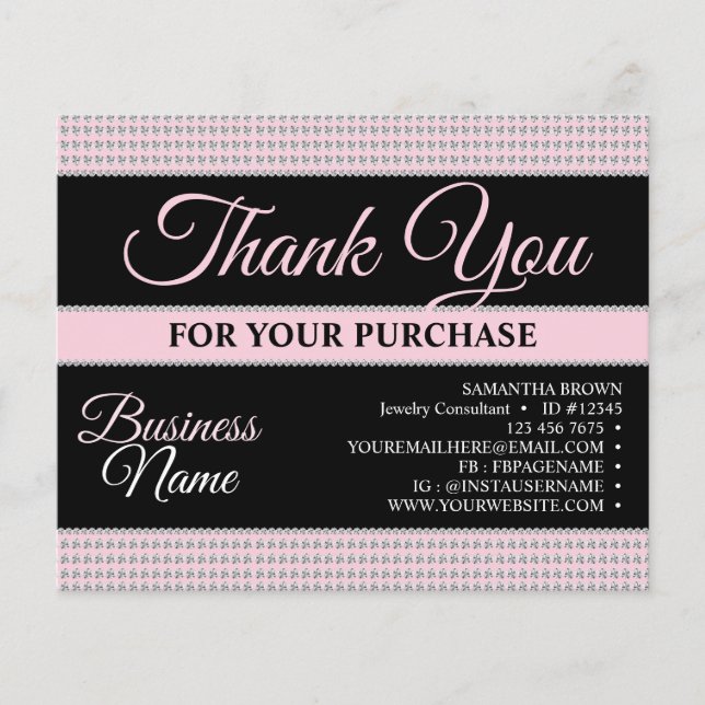 Papier Merci circulaire diamant rose (Devant)