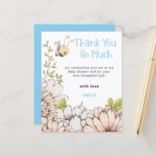 Papier Merci de Baby shower bleu Bumblebee Budget