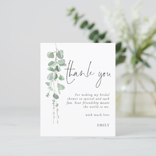 Papier Merci de Fête des mariées Eucalyptus budgétaire (Debout devant)