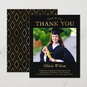 Papier Merci de graduation de la photo Black Gold Budget