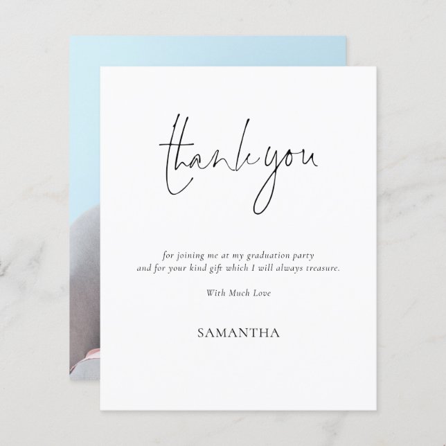 Papier Merci de graduation de script simple du budget (Devant / Derrière)