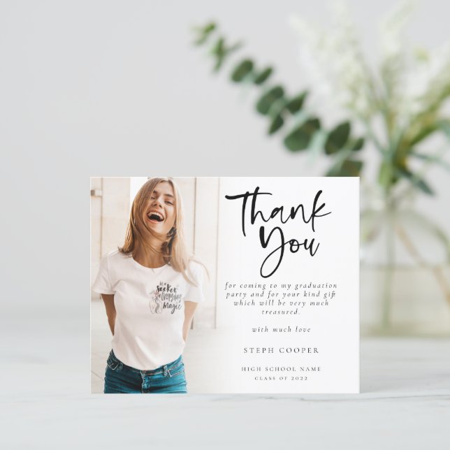 Papier Merci de graduation du script photo budgétaire (Debout devant)