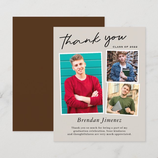 Papier Merci de graduation photo du script budgétaire 3 (Devant / Derrière)