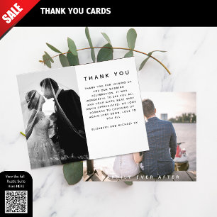Papier MERCI de mariage personnalisé photo minimaliste BU