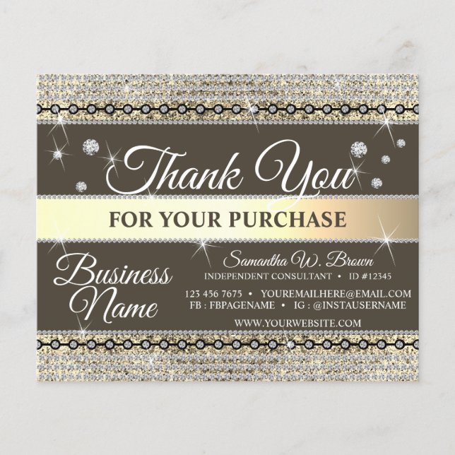 Papier Merci Diamant Or Brown Pour Commander Bijoux (Devant)