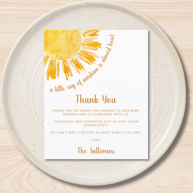 Papier Merci du Baby shower solaire budgétaire (Créateur téléchargé)
