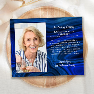 Papier Merci funéraire Sympathy Photo Marbre bleu