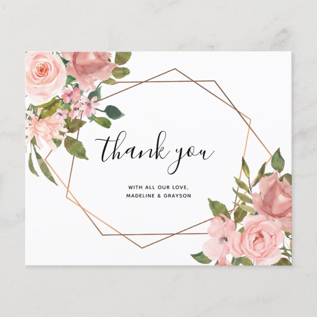 Papier MERCI géométrique à cadre rose rose BUDGET (Devant)