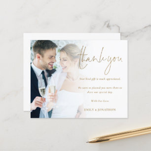 Papier Merci Mariage de script Gold Photo Budget