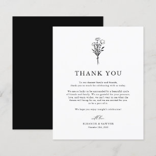 Papier Merci Mariage minimaliste noir
