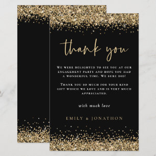 Papier Merci noir Fiançailles de Parties scintillant d'or