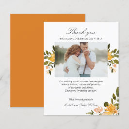 Papier Merci photo à fleurs jaune et vert Mariage