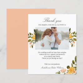 Papier Merci photo à fleurs jaune et vert Mariage