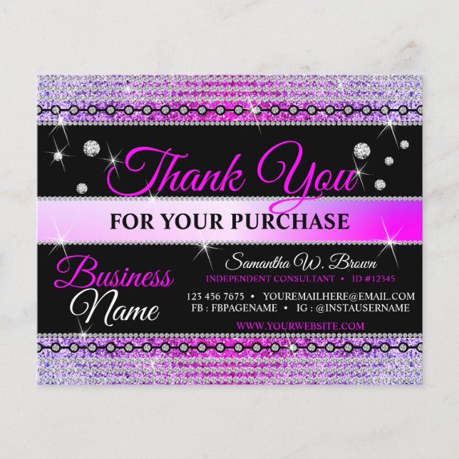 Papier Merci Pour Commande Bijoux pourpre Sparkle (Devant)