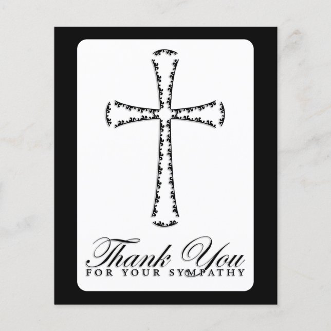 Papier merci pour votre sympathie (croix élégante) (Devant)