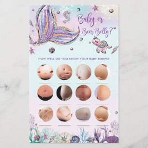 Papier Mermaid Baby ou Bière Belly Baby shower Jeu