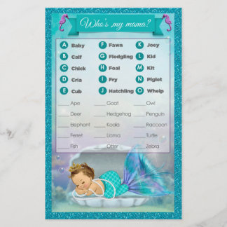 Papier Mermaid Baby shower animal match jeu #130