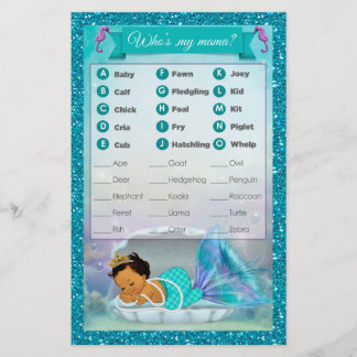 Papier Mermaid Baby shower animal match jeu #136 moyen