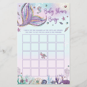 Papier Mermaid Baby shower Bingo Activité de jeu Bébé Fil
