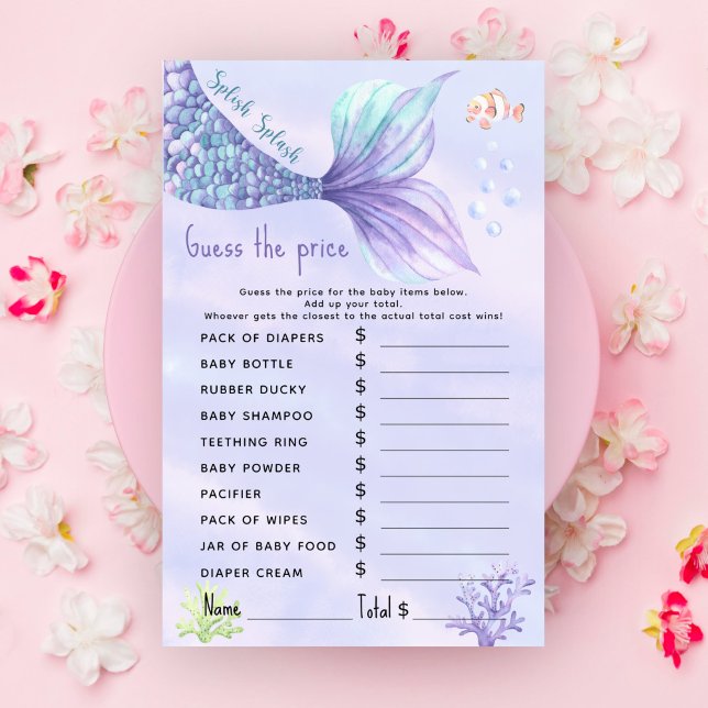 Papier Mermaid Under the Sea Devine le jeu des prix (Créateur téléchargé)