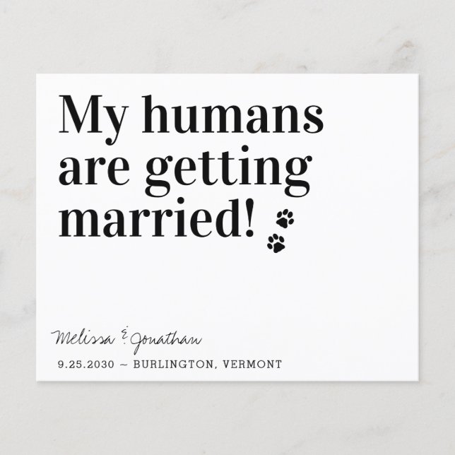 Papier Mes Humains Se Marient Code QR Mariage Chien (Devant)