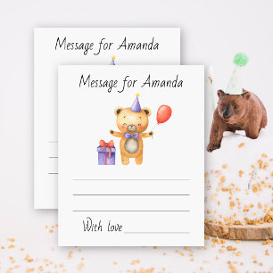 Papier Message de capsule temporelle de l'ours d'aquarell
