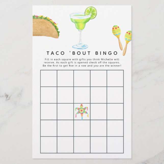 Papier Mexique Fiesta Taco à propos de l'amour Bingo (Devant)