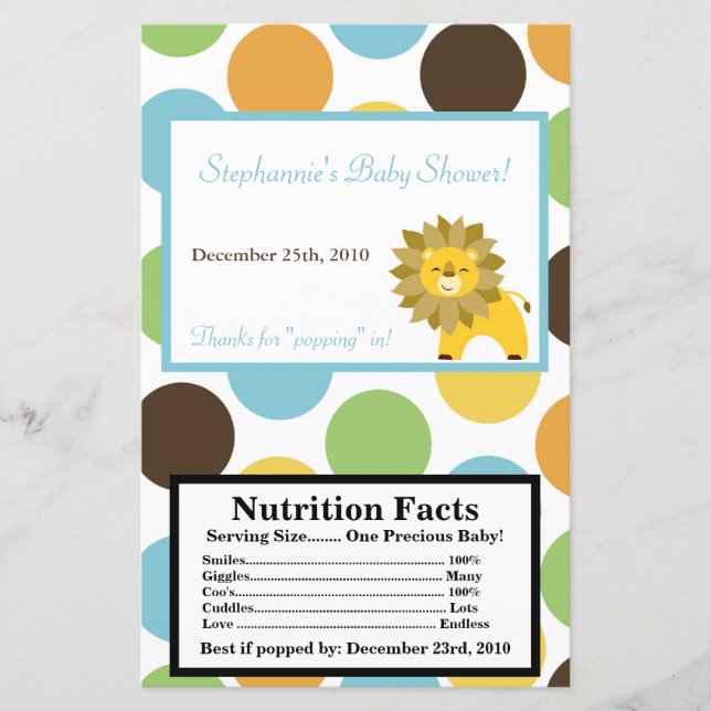 Papier Microwave Popcorn Wrapper Jungle King Lion Safari (Devant)