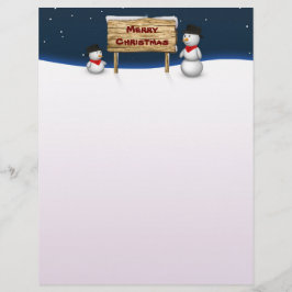 Papier Mignons Snowmen souhaitant Joyeux Noël
