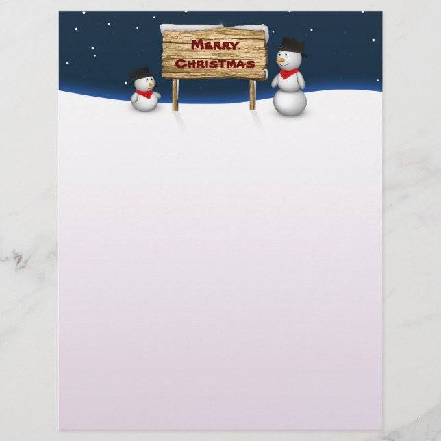 Papier Mignons Snowmen souhaitant Joyeux Noël (Devant)