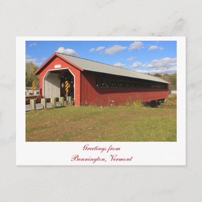 Papier Mill Covered Bridge Bennington VT Postkarte (Vorderseite)