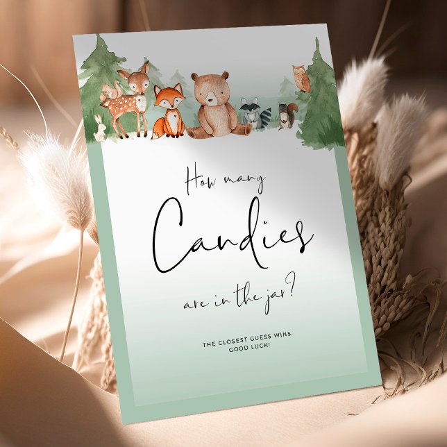 Papier Mini Baby shower Woodland Signer Combien de bonbon (Créateur téléchargé)