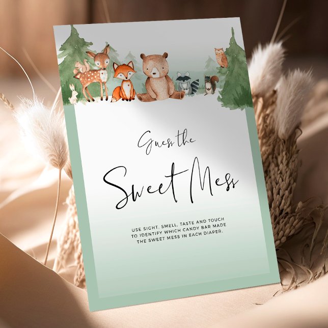 Papier Mini Signe Baby shower Boisé Devinez Le Mess (Créateur téléchargé)