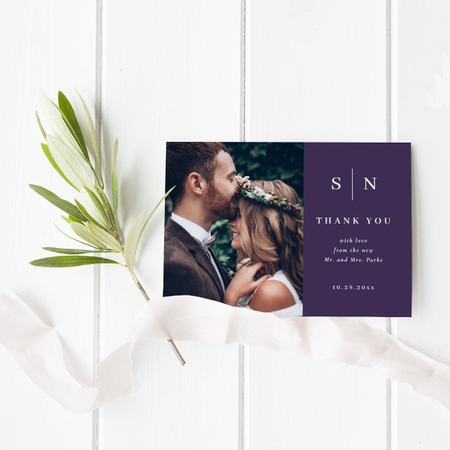 Papier Minimal et chic | Mariage photo Merci BUDGET (A colorful yet classic wedding thank you card with room for two of your favorite photos)