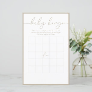 Papier Minimal moderne   Baby Bingo Game Card