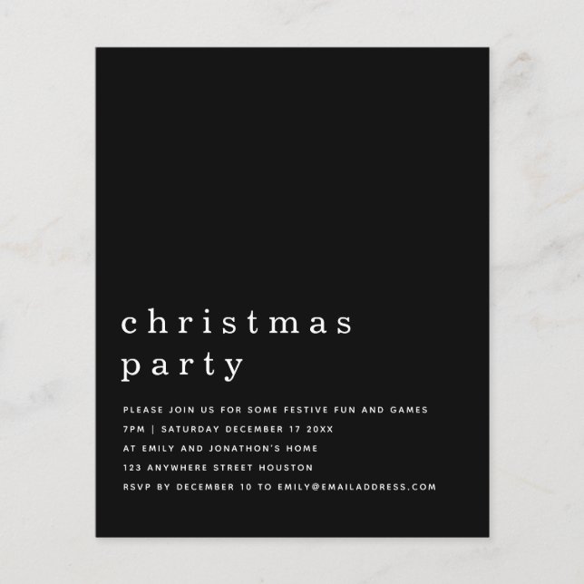 PAPIER | Minimal White Black Christmas Party Einla (Vorne)
