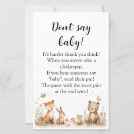 Papier Minimal Woodland Animals Baby Shower Game
