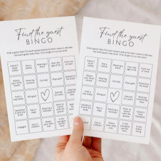 Papier Minimalist Find The Guest Bingo Bridal Shower Game