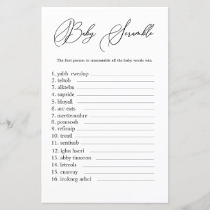 Papier Minimaliste Mot Bébé Jeu Sexe Neutre