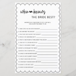 Papier Minimaliste qui connaît le mieux la mariée fête de