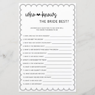 Papier Minimaliste qui connaît le mieux la mariée fête de