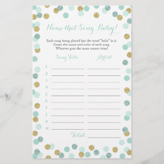 Papier Mint et Gold Guess the Baby Song Baby shower Game