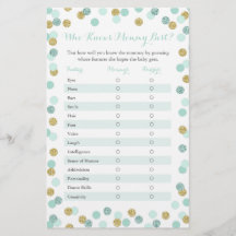 Mint Gold Qui Connaît Maman Meilleur Baby shower J