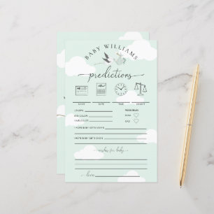 Papier Mint Green Stork Baby Predictions Jeu