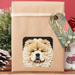 PAPIER MIRAGE Cream Chow Quadratischer Aufkleber