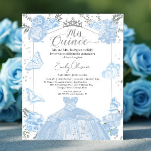 Papier Mis Quince Invitation Budget Bilingue Dusty Blue