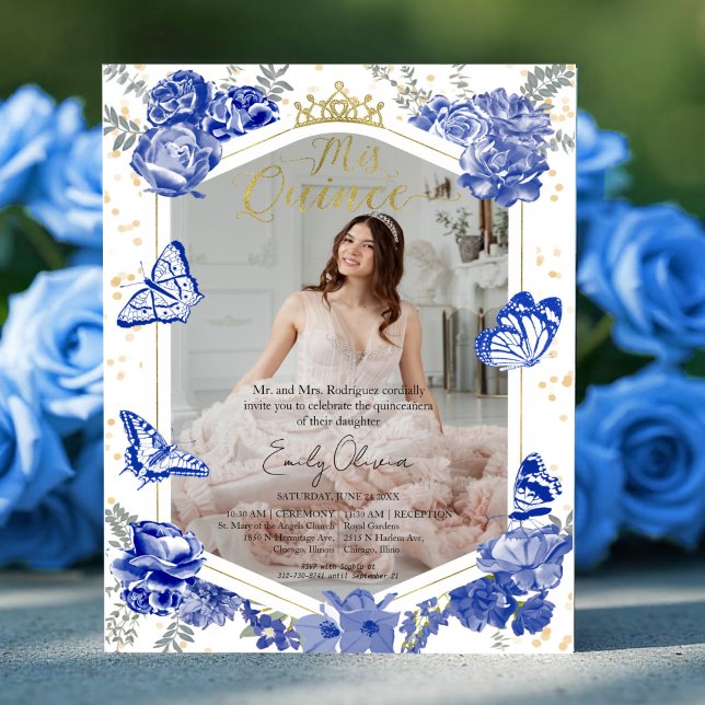 Papier Mis Quince Photo Budget Invitation Royal Blue (Créateur téléchargé)