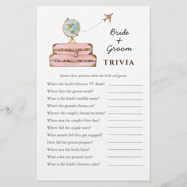 Papier Miss à Mme Fête des mariées Trivia jeux (Devant)