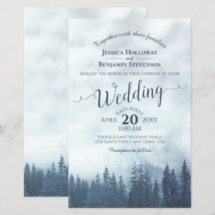 Papier Misty Blue Pines BUDGET Faire-part de mariage