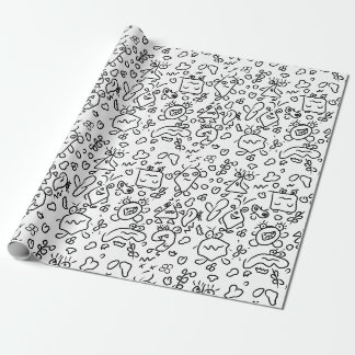 Papier mit schwarz-weißem Doodle Geschenkpapier